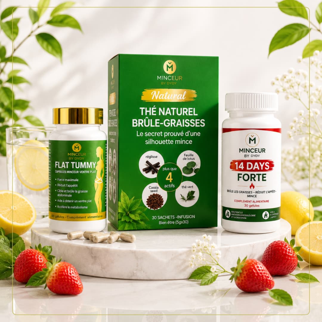 Kit d'Urgence Minceur 3-en-1 Minceur by Dydy : thé brûle-graisses, Flat Tummy et 14 Days Forte réunis